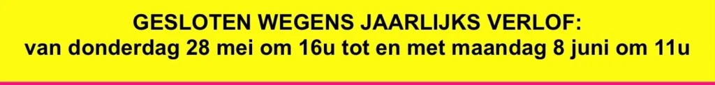 New Omega Club jaarlijks verlof van 28 mei 2026 tot 8 juni 2026.